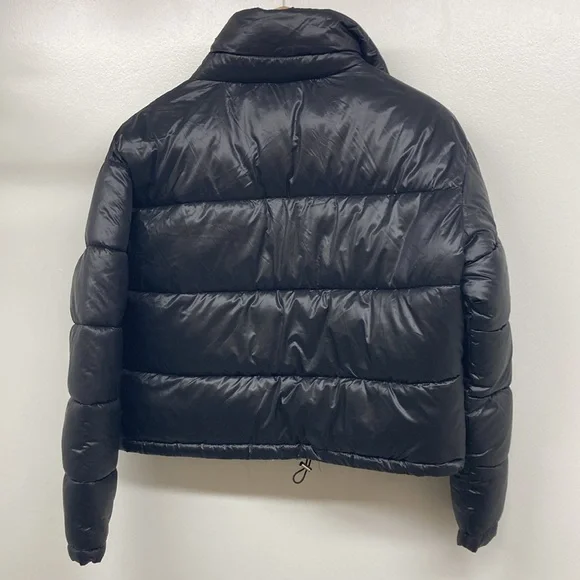 Black Puffer Jacket LA Coalition Coat Size M NWT Silver Hardware - Picture 5 of 8